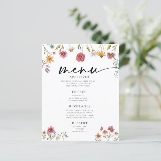 Menu Wildflower Weddenschap (Staand voorkant)