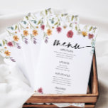 Menu Wildflower Weddenschap<br><div class="desc">menu waterverf Wildflower Wedding. Deze menkkaart wordt gekenmerkt door wildbloemen met twee moderne high-class doopvonten die de trends van het cadeau en toekomstige feestelijke gebeurtenissen vormen.</div>