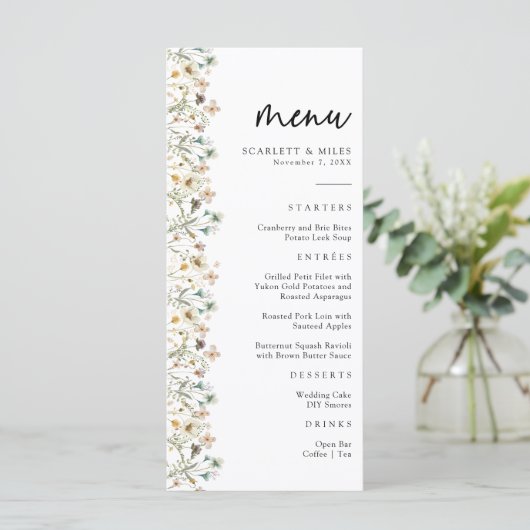 Menu Wildflower Wedding (Staand voorkant)