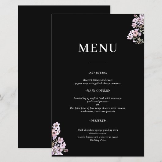 Menu Wildflower Wedding (Voorkant / Achterkant)