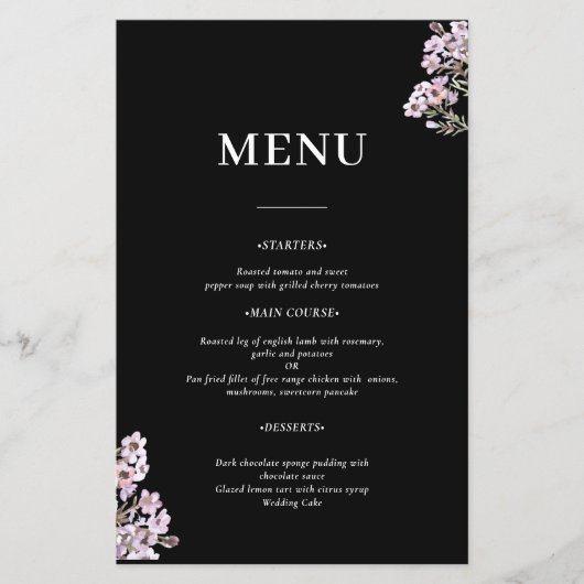 Menu Wildflower Wedding (Voorkant)