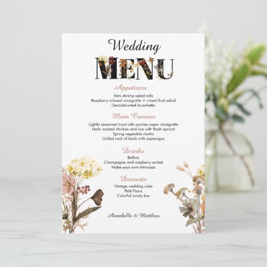 Menu Wildflower Wedding (Staand voorkant)
