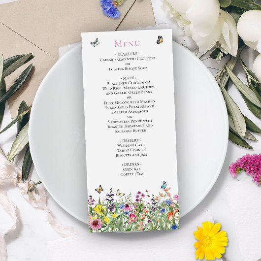 Menu Wildflower Wedding