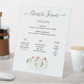 Menu Wildflower Wedding Bar, menu Handtekening Dri Reclamebord Met Voetstuk (Insitu)