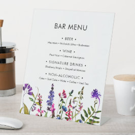 Menu Wildflower Wedding Bar Reclamebord Met Voetstuk