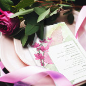 Menu Wildflower Wedding Waterverf Fuchsia ID954