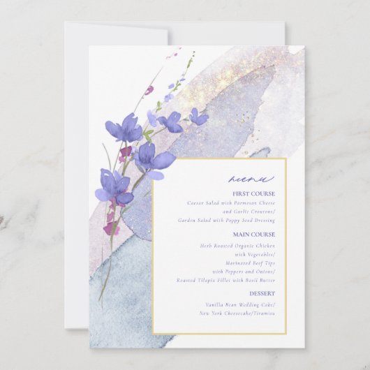 Menu Wildflower Wedding Waterverf Peri ID954 (Voorkant)