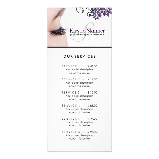 Menu Wimper- en waxservice (Voorkant)