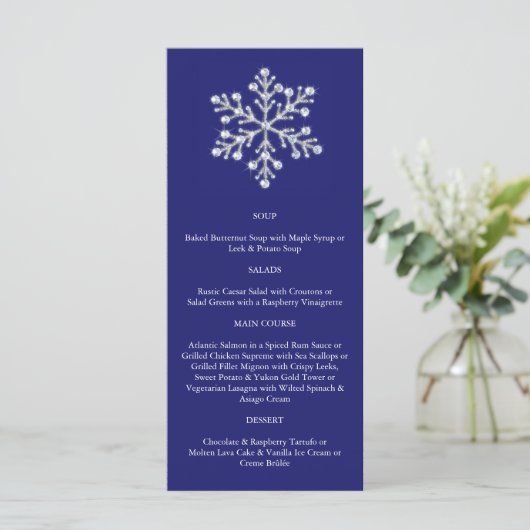 Menu Winter Snowflake (blauw) (Staand voorkant)