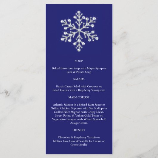 Menu Winter Snowflake (blauw) (Voorkant)