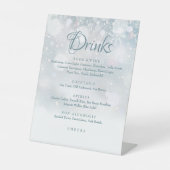 Menu Winter Snowflakes Drinken Reclamebord Met Voetstuk (Voorkant)