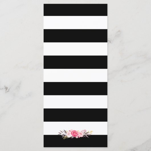 Menu Winter Weddenschap White Ivory Floral Striped (Achterkant)