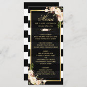 Menu Winter Weddenschap White Ivory Floral Striped (Voorkant / Achterkant)