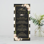 Menu Winter Weddenschap White Ivory Floral Striped (Staand voorkant)