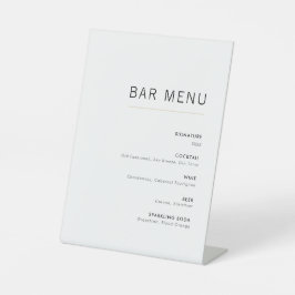 Menu Wit-& Gold Modern Minimalistische Weddenbalk Reclamebord Met Voetstuk