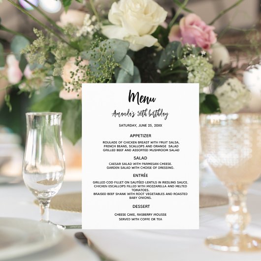 Menu wit zwart aangepaste partij kleur