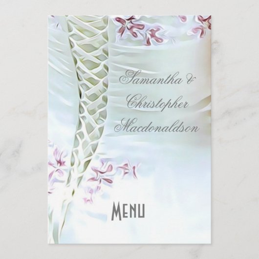 Menu Witte en roze bruiloft (Voorkant)