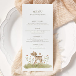 Menu Woodland Forest Baby shower
