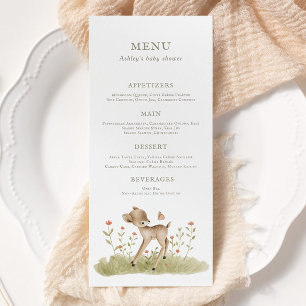 Menu Woodland Forest Baby shower