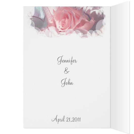 Menu Zacht roze rozen bruiloft (Binnen (Links))