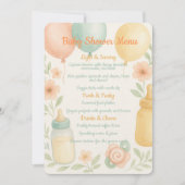 Menu Zachte Waterverf Baby shower Kaart (Voorkant)