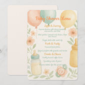 Menu Zachte Waterverf Baby shower Kaart (Voorkant / Achterkant)