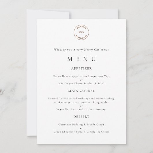 Menu zakelijke kerstfeestdagen kaart (Voorkant)