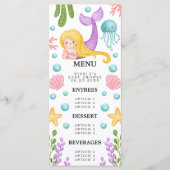 Menu Zeemeermin Oceaanthema Baby Shower (Voorkant)