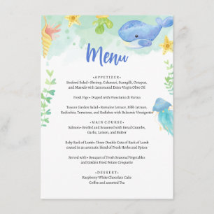 Menu Zomer Onder het Zee Baby shower