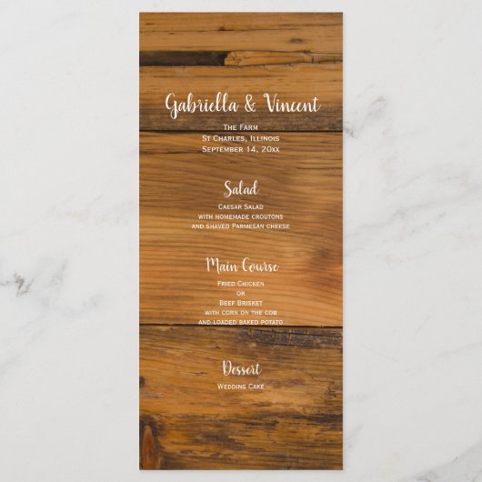 Menu Zonnebloem en Lace Country Wedding (Achterkant)