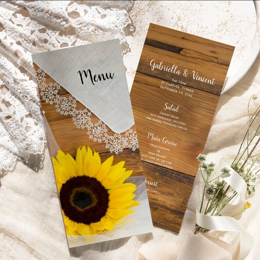 Menu Zonnebloem en Lace Country Wedding