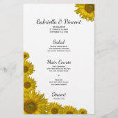 Menu Zonnebloem rand bruiloft (Voorkant)