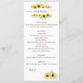 Menu Zonnebloem voor dubbele Waterverf (Achterkant)