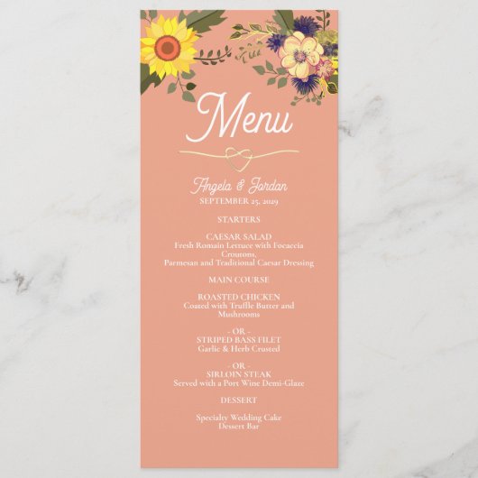 Menu Zonnebloem Weddenschap (Voorkant)