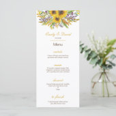 Menu Zonnebloem, Weddenschap, Baby shower (Staand voorkant)