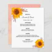Menu zonnebloemen pampas gras Weddendiner (Voorkant / Achterkant)