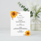 Menu zonnebloemen pampas gras Weddendiner (Staand voorkant)