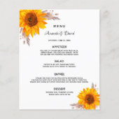 Menu zonnebloemen pampas gras Weddendiner (Voorkant)