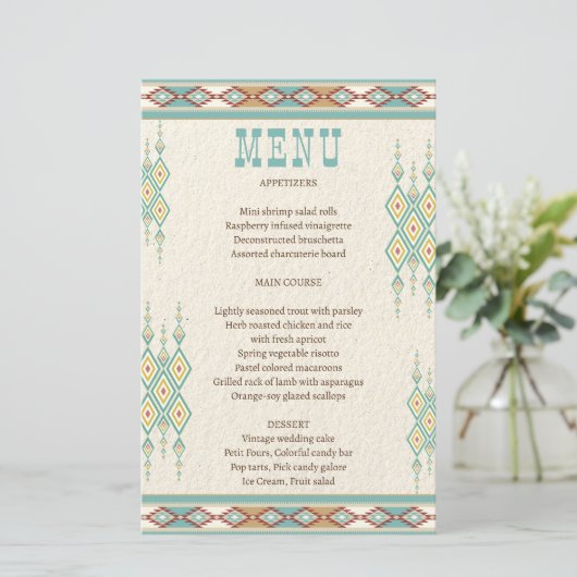 Menu Zuidelijke westerne Boho-stam bruiloft (Staand voorkant)