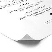 Menu Zwart Beatrice Script Elegant Wedding Bar Poster (Hoek)