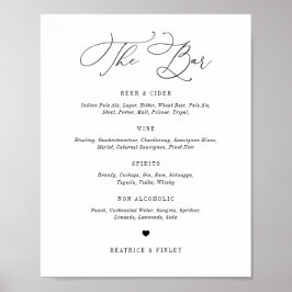 Menu Zwart Beatrice Script Elegant Wedding Bar Poster
