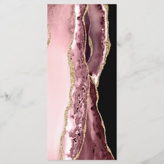 Menu Zwart en Roos Gold Calligraphy Weddenschap (Achterkant)