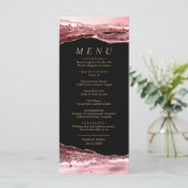 Menu Zwart en Roos Gold Calligraphy Weddenschap (Staand voorkant)