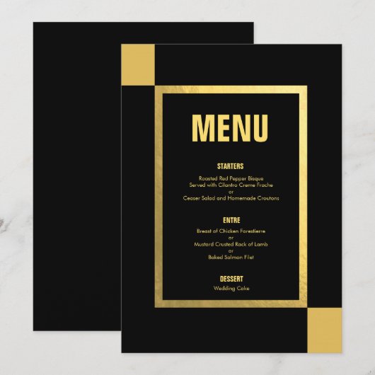 Menu Zwart + Gold Foil | Weddenschappen (Voorkant / Achterkant)