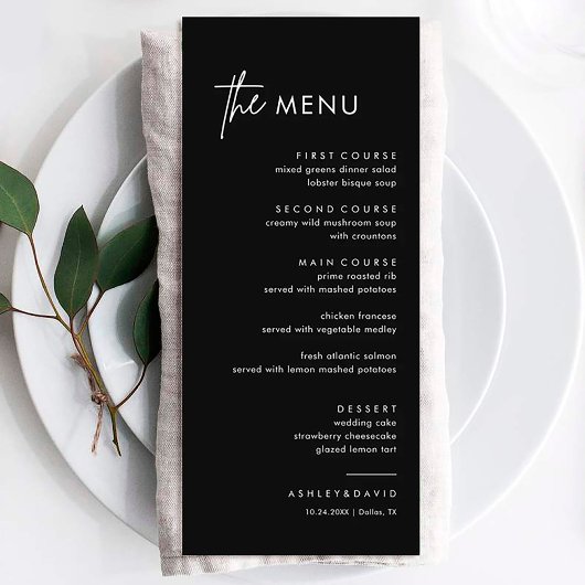 Menu Zwart minimalistisch weddenschap