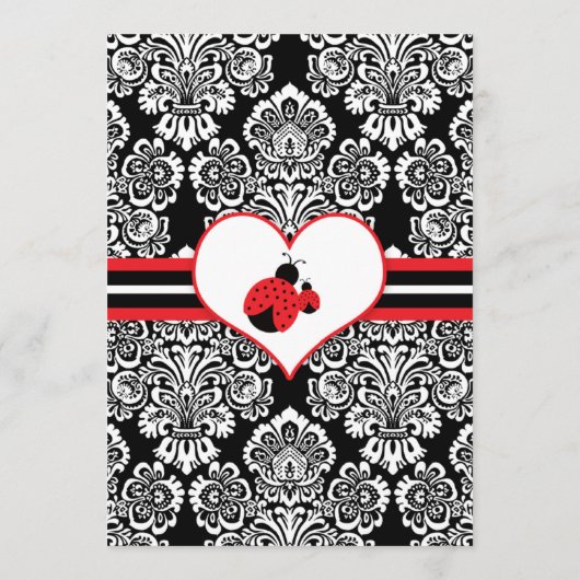 Menu Zwart rood lampje Damask Baby shower (Achterkant)