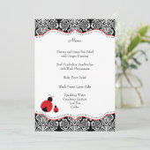 Menu Zwart rood lampje Damask Baby shower (Staand voorkant)