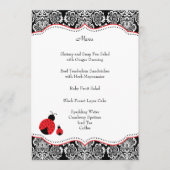Menu Zwart rood lampje Damask Baby shower (Voorkant)
