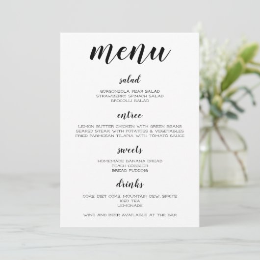 Menu Zwart-wit (Staand voorkant)
