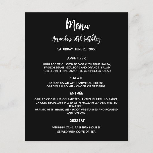 Menu zwart wit (Voorkant)